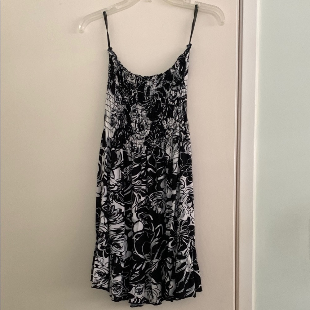 Floral Black and White Women's Dress
